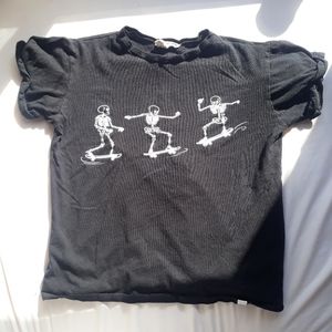 Black Skeleton Skater Tee